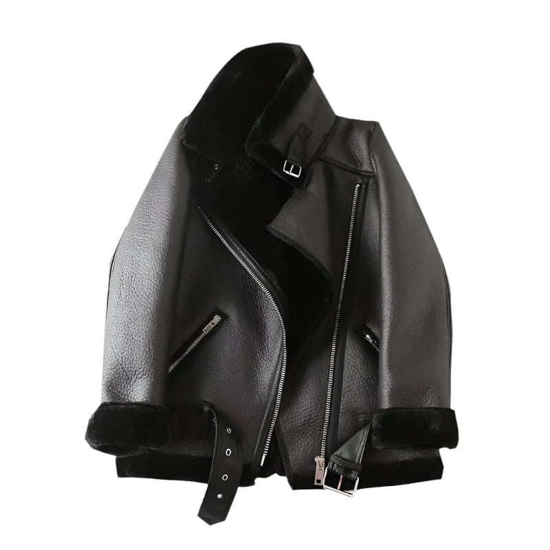 RARF La nueva chaqueta de mujer con una chaqueta de jinete de plumas de cordero extra gruesas y cálidas y extra gruesas con pelo artificial