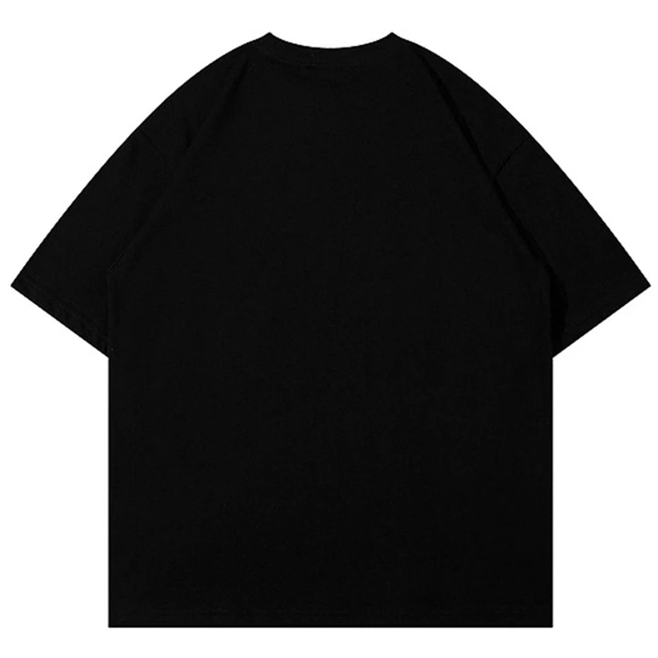 Camiseta de gran tamaño para hombre, camisetas de calle Harajuku con empalme de estrellas, camisetas casuales holgadas de algodón a la moda para hombre 2023, camisetas de hip hop Y2K