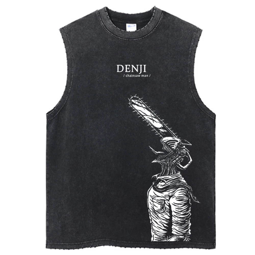 Camiseta de hip hop con estampado de anime para hombre, ropa de calle de manga corta, camiseta gráfica japonesa vintage, camisetas lavadas holgadas informales de estilo Harajuku