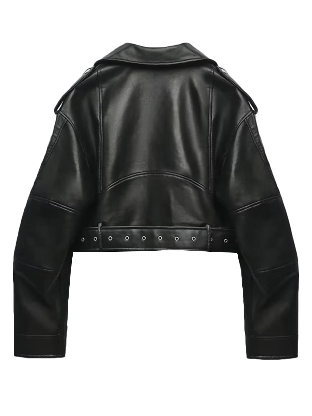 Chaqueta Fitaylor de piel sintética para mujer, chaqueta informal de piel sintética con solapa y cremallera, corta, para motociclista de calle
