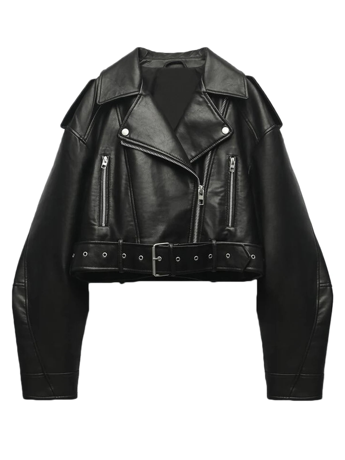 Chaqueta Fitaylor de piel sintética para mujer, chaqueta informal de piel sintética con solapa y cremallera, corta, para motociclista de calle