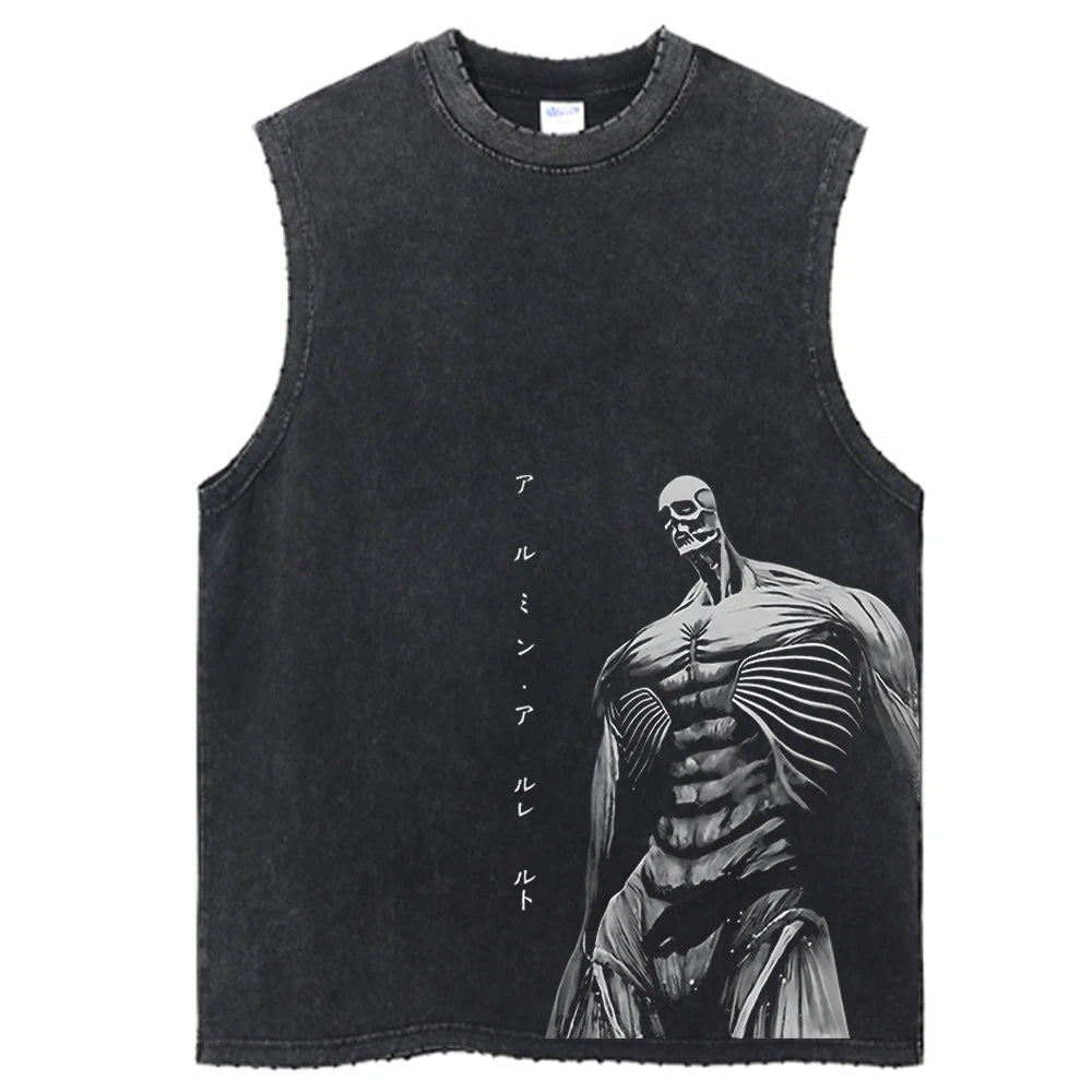 Camiseta de hip hop con estampado de anime para hombre, ropa de calle de manga corta, camiseta gráfica japonesa vintage, camisetas lavadas holgadas informales de estilo Harajuku