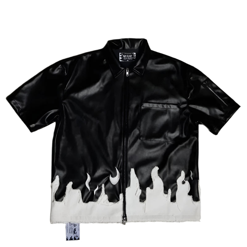 Camisetas con gráficos bordados para hombres, moda urbana, hip hop, patchwork, ropa vintage para hombres, cárdigan holgado, camisetas, tops