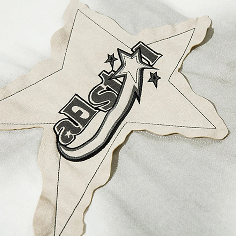 Camiseta de gran tamaño para hombre, camisetas de calle Harajuku con empalme de estrellas, camisetas casuales holgadas de algodón a la moda para hombre 2023, camisetas de hip hop Y2K