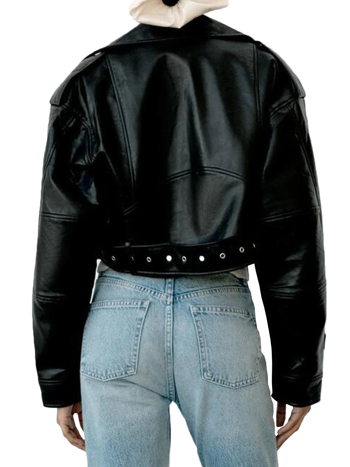 Chaqueta Fitaylor de piel sintética para mujer, chaqueta informal de piel sintética con solapa y cremallera, corta, para motociclista de calle