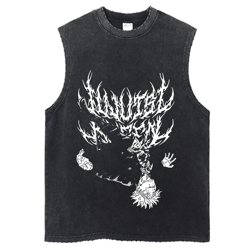 Camiseta de hip hop con estampado de anime para hombre, ropa de calle de manga corta, camiseta gráfica japonesa vintage, camisetas lavadas holgadas informales de estilo Harajuku