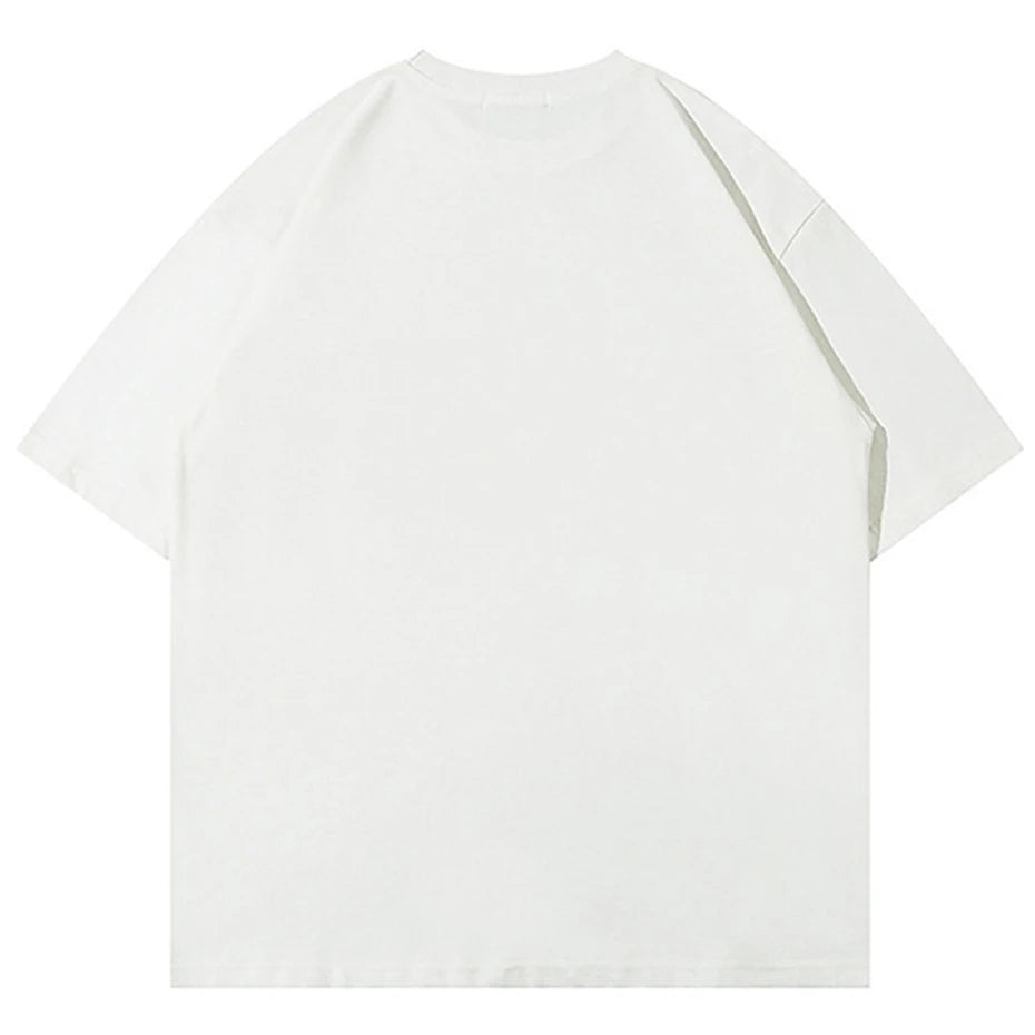 Camiseta de gran tamaño para hombre, camisetas de calle Harajuku con empalme de estrellas, camisetas casuales holgadas de algodón a la moda para hombre 2023, camisetas de hip hop Y2K