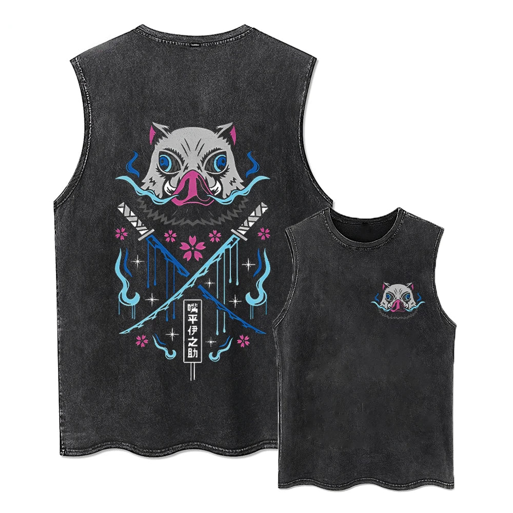 Camiseta de hip hop con estampado de anime para hombre, ropa de calle de manga corta, camiseta gráfica japonesa vintage, camisetas lavadas holgadas informales de estilo Harajuku