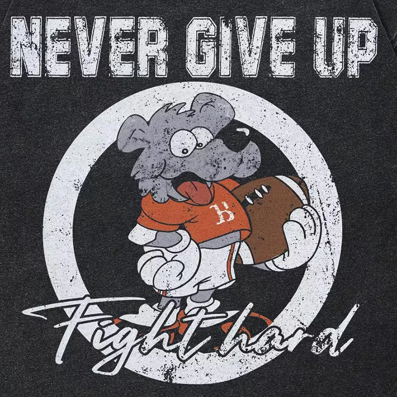 Camiseta de hombre de gran tamaño, estilo retro, lavada, negra, ropa de calle, Y2k, camisetas, dibujos animados, vintage, moda coreana, ropa de algodón con gráficos divertidos