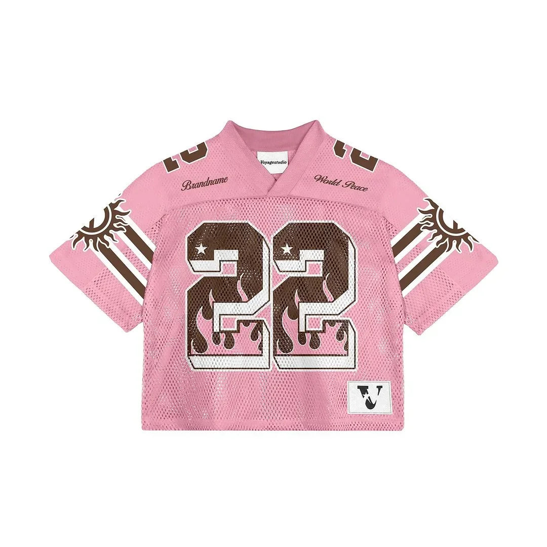 Camiseta de malla con letras de estilo hip hop estilo harajuku personalizada de estilo gótico y casual para hombre, cuello en V versátil, de punto, para parejas, estilo Y2K