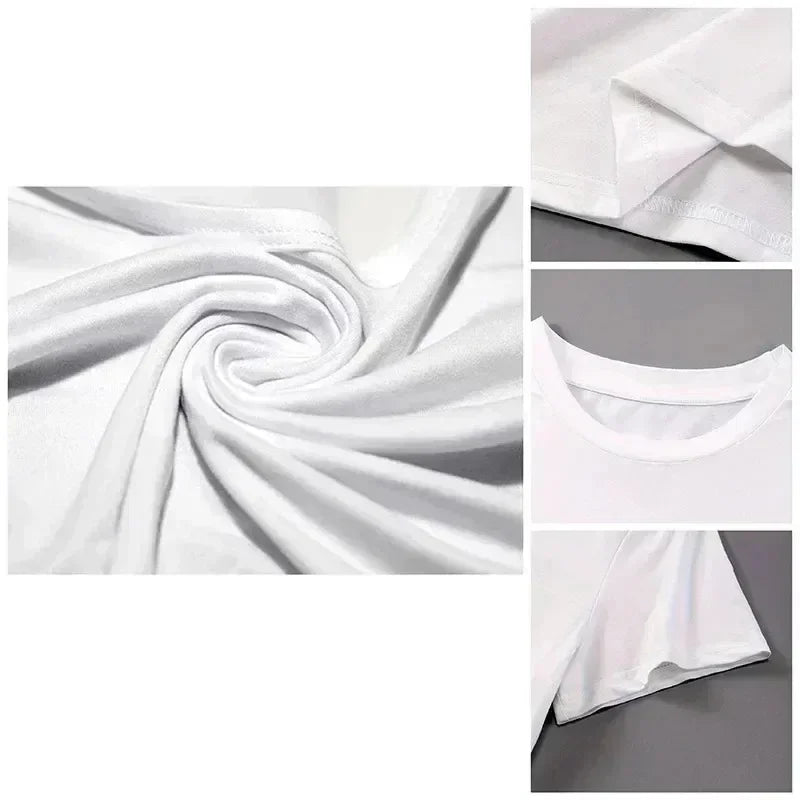Camiseta holgada informal de manga corta con cuello redondo y estampado de palmeras y letras para parejas, estilo moderno y minimalista, color blanco