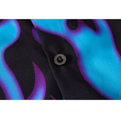 Camisas hawaianas con llamas de ícono oscuro para hombre, camisas polo de calle, camisas playeras de vacaciones para hombre